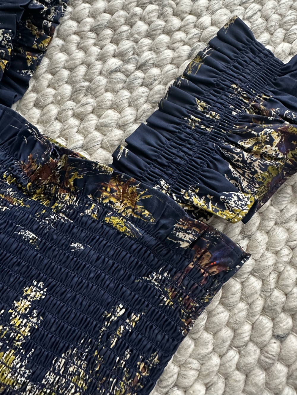 Hill House Navy Pattern Tiered Midi Dress with Smocked Bodice - Picture 3 of 8